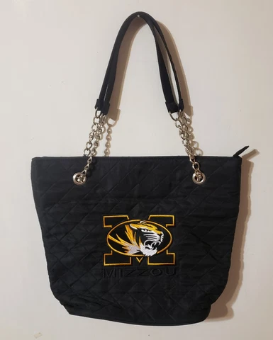 Missouri Tigers Embroidered  Quilted Purse Tote Bag Handbag Black NWOT Cover