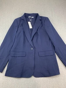 Cicy Bell Casual Blazer Womens Size Large Navy Blue Career Jacket Pocket Button - Picture 1 of 18