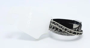 New Hematite Tone Magnetic Clasp Rhinestone Bracelet $26 Tags #B1166 - Picture 1 of 3