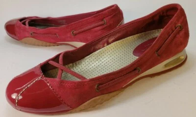 Cole Haan Nik. Air System Women's Flats 8.5AA Red Elastic Cross Strap Patent Toe - Image 1 of 4