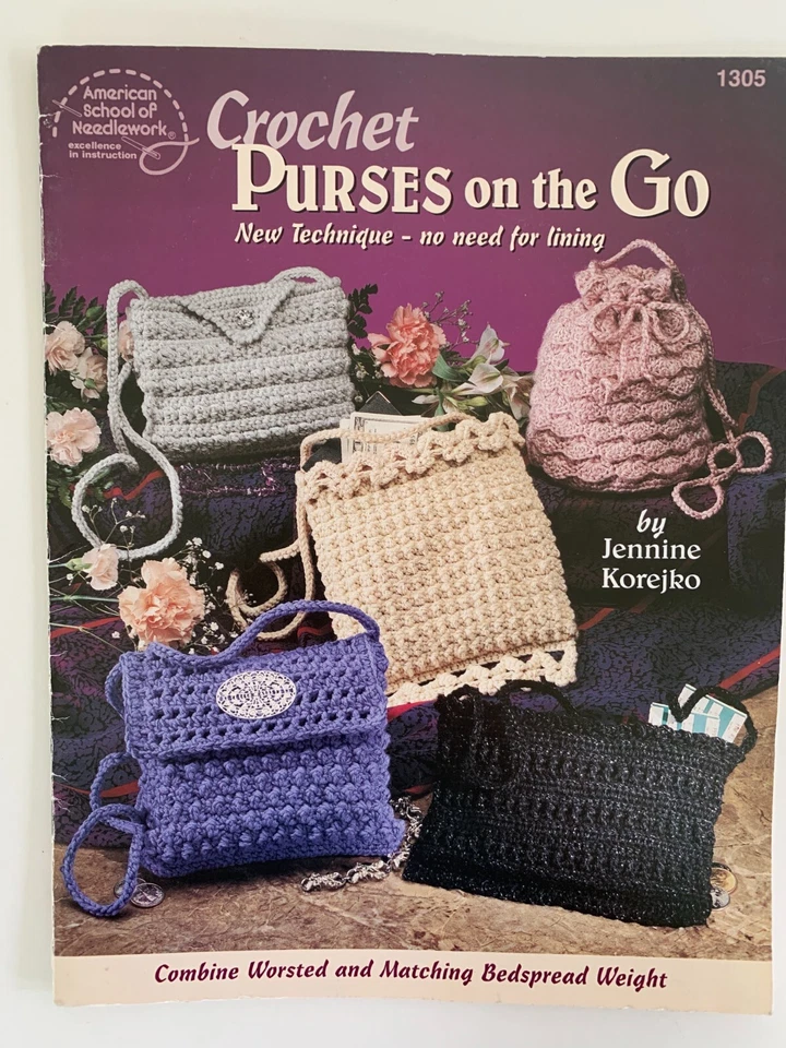 America School of Needlework Crochet Purses on the Go Leaflet 1305 6 Designs - Image 1 of 2