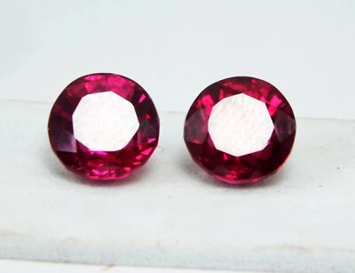 Certified 6.20 Ct Natural Mozambique Red Ruby Round Cut Loose Gemstone Pair - Image 1 of 4
