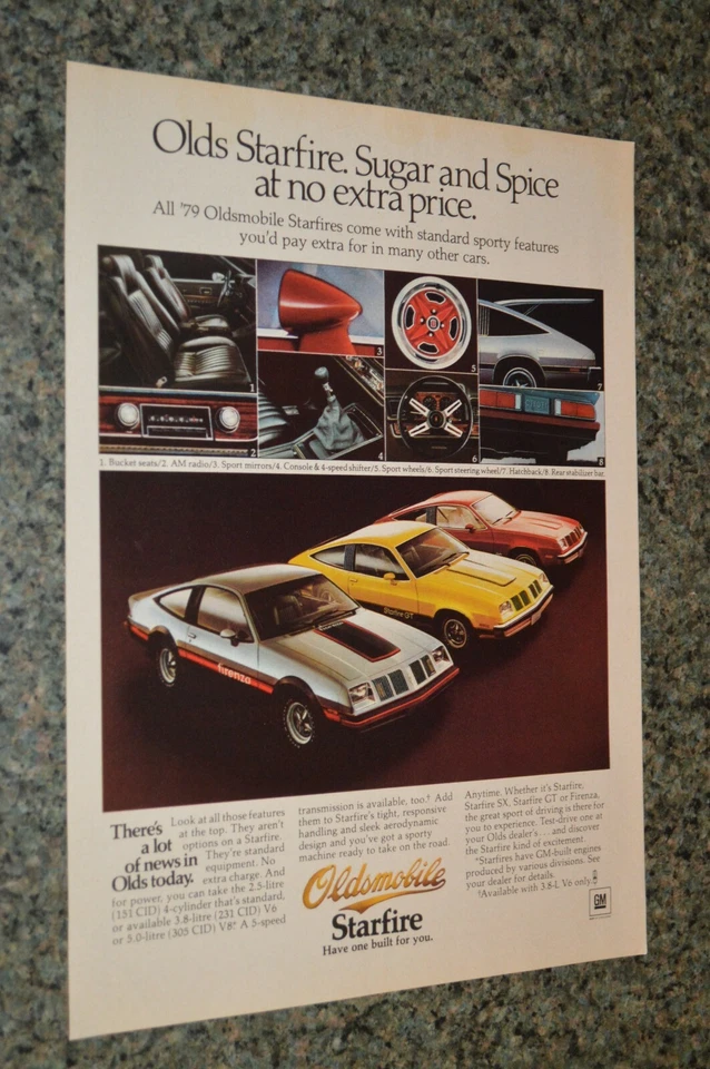 1979 OLDSMOBILE STARFIRE GT / FIRENZA ORIGINAL ADVERTISEMENT PRINT AD 77 - Image 1 of 1