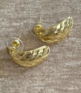 Vintage ZRW 14K Gold C Hoop Earrings C79-36 - Picture 1 of 7