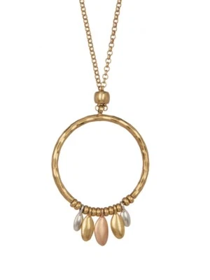 Colar pingente de argola tri-tom Lucky Brand $39 LC 523 - Imagem 1 de 4