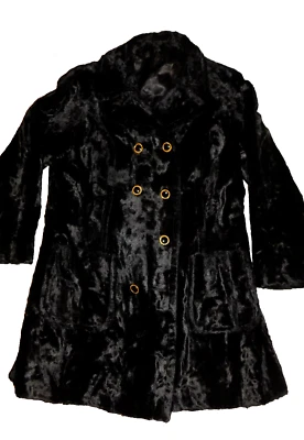 Mary Lane Black Fur Coat Oversize Buttons Missing Vintage Winter Ladies 14 Women - Image 1 of 3