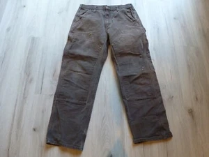 Pantalone Carhartt vintage doppio ginocchio uomo 32x30 marrone tela vestibilità ampia falegname sbiadito - Foto 1 di 15