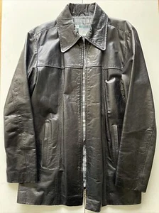 Diesel Black Leather Coat Size M Zipper Made In Italy 1990s Excellent Condition - Picture 1 of 17