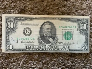 1950D $50 Federal Reserve Note #B 34026472 A RARE - Picture 1 of 2