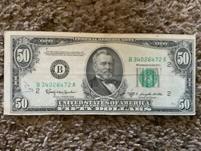 1950D $50 Federal Reserve Note #B 34026472 A RARE - Image 1 of 2