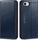 Shieldon Wallet Case For Iphone Se 2022 5g 4.7", Genuine Leather Shockproof Foli