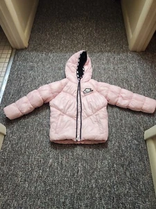 Nike Jacket Girls 6M Pink Bubbble Coat Winter Full Zip Pockets 5-6 Year - Picture 1 of 3