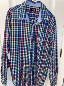 Chaps Mens Button Up Shirt Large L Long Sleeve Easy Care Check Multi Color - Picture 1 of 6