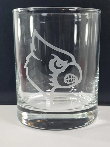 University Of Louisville UL 4.1 Inch Cardinal Etched On The Rocks Glass Cover