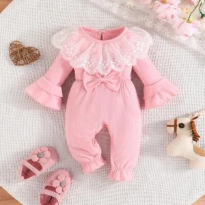 Baby Girl Newborn Romper 0-18 Months Toddler Clothing Infant Long Sleeve - Picture 1 of 27