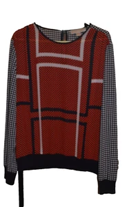 Michael Kors Shirt Red Black size XL hounds tooth light weight Women Sheer - Picture 1 of 3