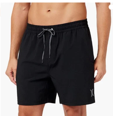 NUEVO Hurley XXL Negro Único Voleibol Pantalones Cortos Bañador Elástico Cintura Cordón Foto 1 de 2