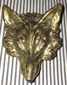 LARGE VTG SOLID BRONZE FOX WOLF HEAD DOOR KNOCKER - Picture 1 of 7