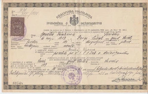 CERTIFICADO DE CIUDADANÍA DEL REINO YUGOSLAVIA 1938 - Susak, sello de ingresos, sello - Imagen 1 de 1