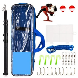 Fishing Gear Set 26PCS Includes Rod Reel Hooks and Lures for New Anglers - Picture 1 of 11