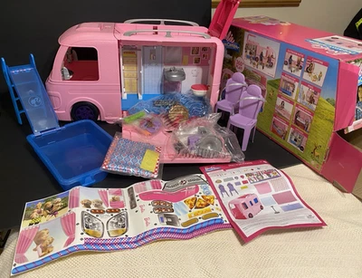 Barbie Dream Camper Toy Vehicle with Campfire, Pool & All Accessories, New - Image 1 of 4