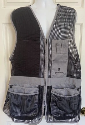Used Browning Gray/Black Mesh Hunting Fishing Zipper Vest - Men's Size L/XL - Image 1 of 4