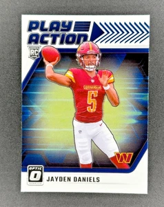 JAYDEN DANIELS, 2024 Donruss Optic #1 Play Action Rookie RC, WASH. COMMANDERS - Picture 1 of 2