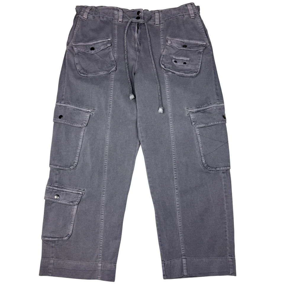 Pantalones cargo Free People Tahití recortados con cordón bolsillos utilitarios grandes cenizados Foto 1 de 4