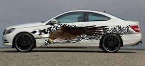 3D Racing flag Car Wrap, Tribal Car Vinyl, Bold eagle Car Graphics - Bild 1 von 12