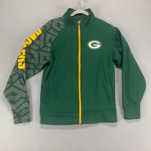 Green Bay Packers Jacket Mens Small Green Full Zip NFL Football Pocket Majestic - Picture 1 of 17