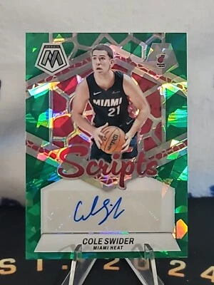 2023-24 Panini Mosaic Cole Swider Auto green cracked ice Scripts Hobby Blaster - Image 1 of 2