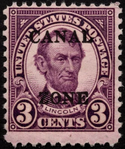 Canal Zone Stamp Scott # 102 Mint - 3 Cents Violet Lincoln w Type B Overprint - Picture 1 of 1