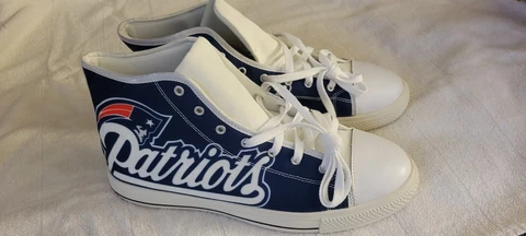 New England Patriots Sneakers Converse Style Shoes Menâs Size 12 NFL Cover