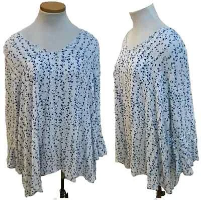 NUEVO 19 Cooper BLUSA TOP CAMISA BLANCA Y AZUL FLORAL TALLA GRANDE 3X Foto 1 de 4