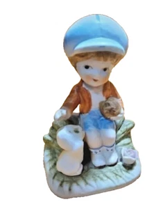 Homco Boy with Cat and Ball Figurine made in Taiwan 4" Tall VTG - Picture 1 of 5