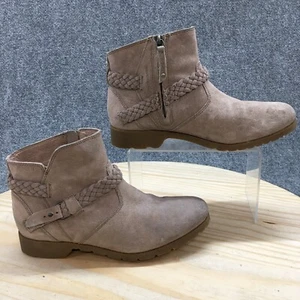 Teva Waterproof Boots Womens 8 Delavina Ankle Booties Beige Suede Zip 1008601 - Picture 1 of 21