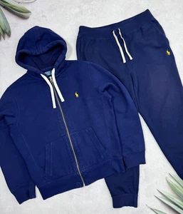 Polo Ralph Lauren Tracksuit Faded Hoodie & Pants Full Kit Navy Blue size M - Picture 1 of 24