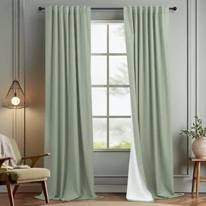 Sage Green Curtains 84 Inch Length 2 Panels Set for Bedroom Back Tab Blocking... - Picture 1 of 9