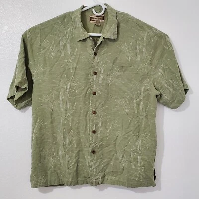 Jamaica Jaxx Green Short Sleeve Button Up Hawaiian Shirt Men's XL 100% Silk  - Image 1 of 4