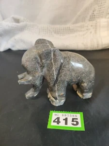 Vintage Hand Carved Elephant - Grey Marble / 4.75” Long - Picture 1 of 9