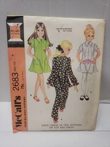 McCalls 1970Sewing Pattern #2683 Size 7 Girls Dress or Top and Pants. -UNCUT FF- - Picture 1 of 5