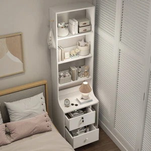 Hallway Tall Bedside Cabinet Freestanding Storage Cupboard with Shelves & Drawer - Picture 1 of 20