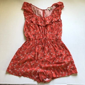 Forever 21 Orange Floral Print Romper Sz S A1746 - Picture 1 of 4