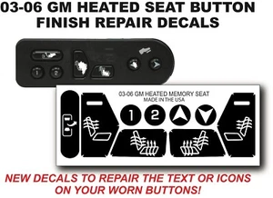 03-06 Chevy GM Driver Pass Heated Seat Control Tahoe Sierra Yukon Repair Decals - Bild 1 von 3
