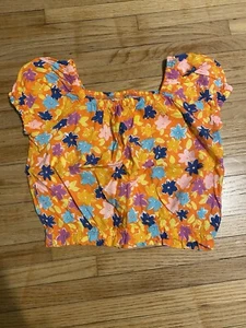 Fabkids Girl Orange Floral Crop Top Size 10-12 - Picture 1 of 4