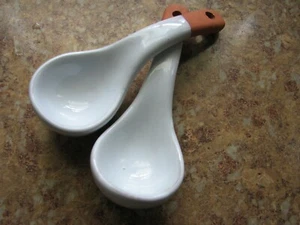 Heavy Thick Spoons 2 Clay and pure plain white pottery stoneware - Picture 1 of 6