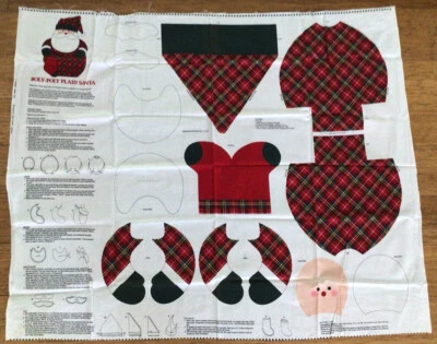Craft Fabric Panel, ROLY-Poly Plaid Santa, CRANSTON VIP SCREEN PRINT/WORKS CO. - Image 1 of 3