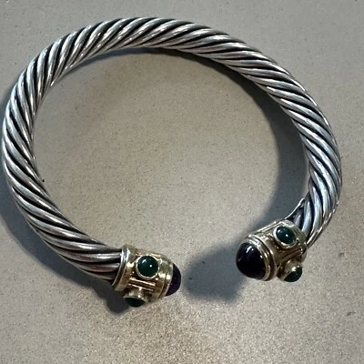 Pulsera Renacentista David Yurman Plata de Ley Oro Amatista Foto 1 de 3