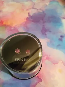 Impostazioni orecchini argento sterling originali con rubini originali rotondi 5 mm nuovi - Foto 1 di 7