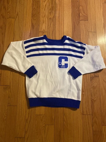 Vintage NFL Pro Line By Cliff Engle Colts Half Wool Sweater M L 80s Cover